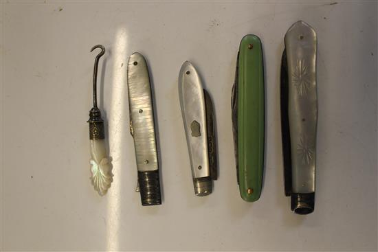 Collection of mother of pearl knives